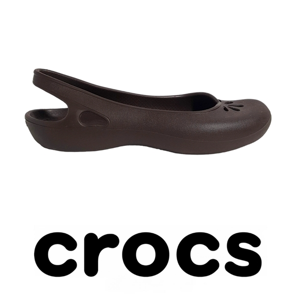 Crocs | slingback flats chocolate brown marked women's size 9 but fits size 7 - Picture 1 of 13